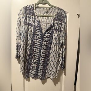 Women's Blue Patterned Top